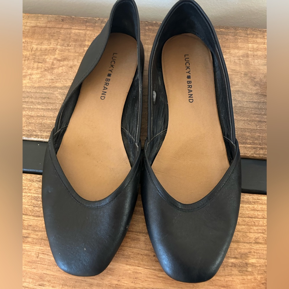 Lucky brand Alba leather black flats